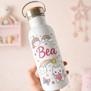 Termo botella acero inoxidable con tapón bambú