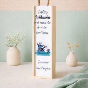 Caja de vino personalizada en madera natural