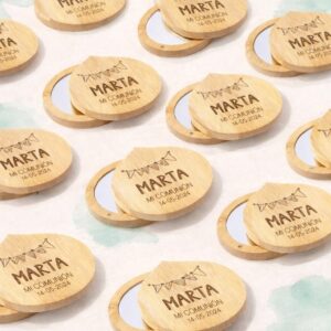 Espejo de bambú con tapa · Grabado láser