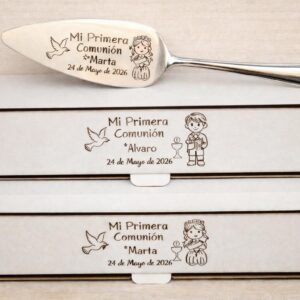 Pala de tarta con caja personalizada
